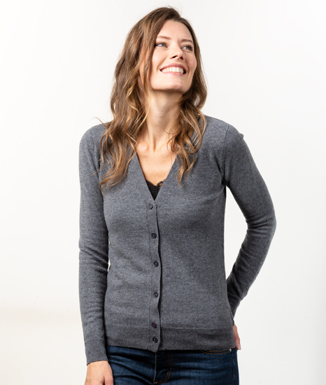 Cardigan laine mérinos femme - Philomène gris - Le-pull-francais.com