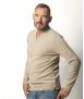 Pull Col V Homme Beige Mérinos-cachemire- César