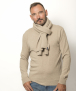 Pull Col V Homme Beige Mérinos-cachemire- César
