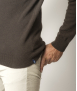 Pull Col V Homme Marron Mérinos-Cachemire-César