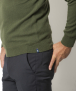 Pull Col V Homme Kaki Mérinos-cachemire- César