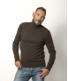 Pull Col Roulé Homme Marron Mérinos-Cachemire - Ugolin