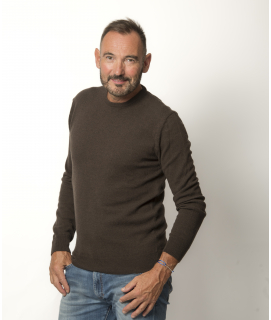 Pull Col Rond Homme Marron Mérinos-Cachemire - Marcel