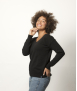 Pull Col V Femme Noir Merinos-Cachemire Margot