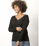 Pull Col V Femme Noir Merinos-Cachemire Margot
