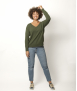 Pull Col V Femme Kaki Merinos-Cachemire Margot