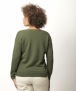 Pull Col V Femme Kaki Merinos-Cachemire Margot