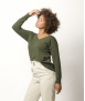 Pull Col V Femme Kaki Merinos-Cachemire Margot