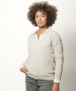 Pull Col V Femme Gris Clair Mérinos-Cachemire Margot