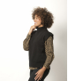 Pull Sans Manches Col Montant Femme Noir Mérinos-Cachemire Agathe