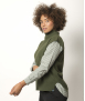 Pull Sans Manches Col Montant Femme Kaki Mérinos-Cachemire Agathe