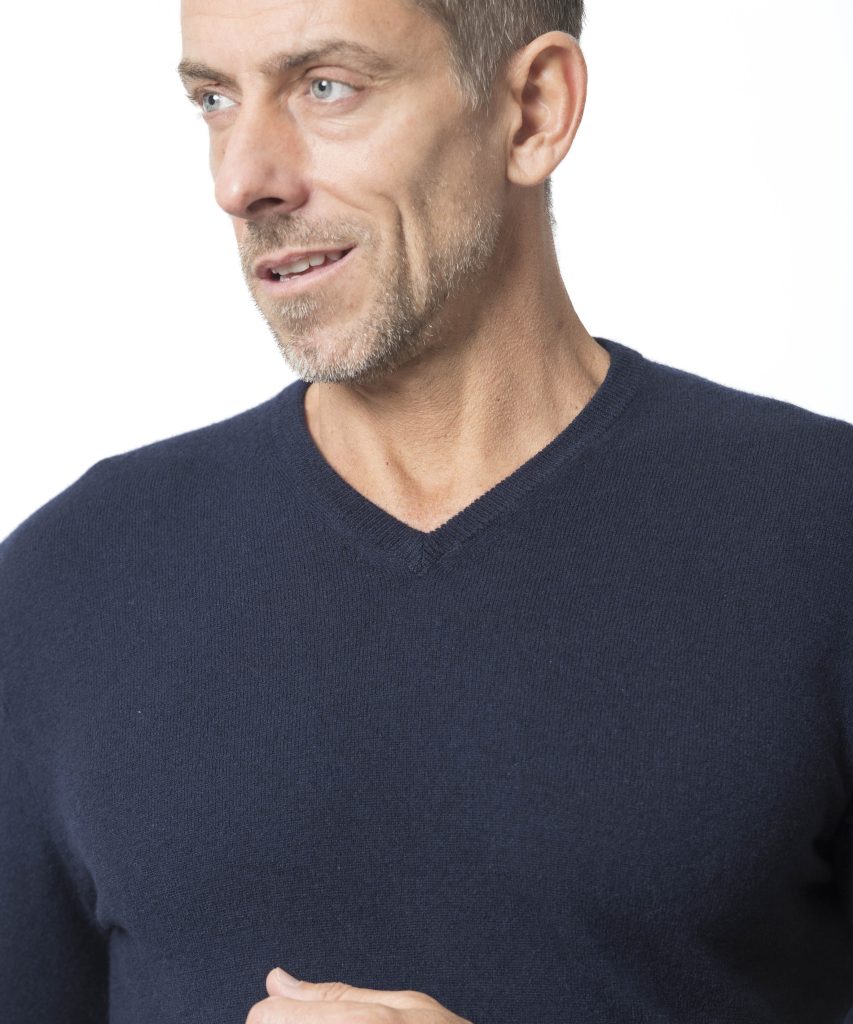 Pull Col V Homme Marine - César