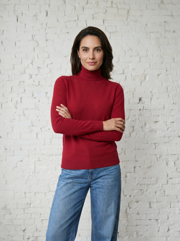 pull col roulé femme groseille merinos cachemire augustine