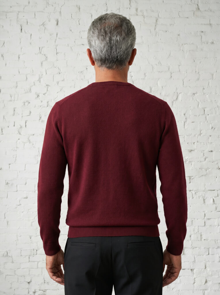 pull col v homme bordeaux merinos cachemire césar