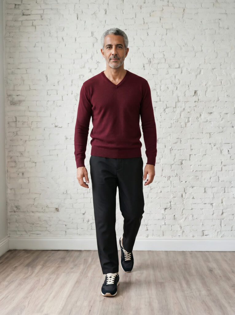pull col v homme bordeaux merinos cachemire césar