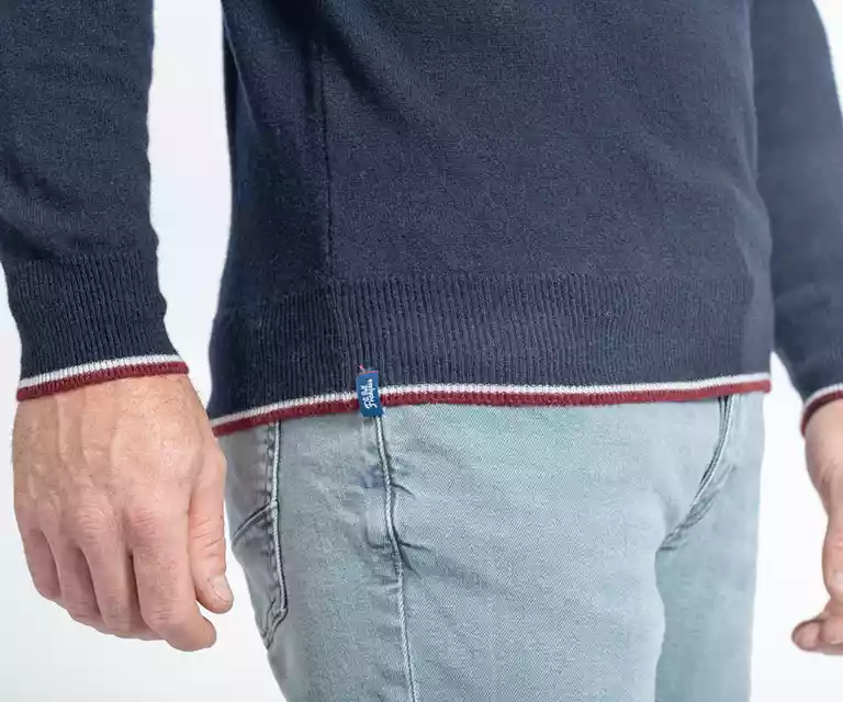 pull col rond homme marine merinos cachemire marcel