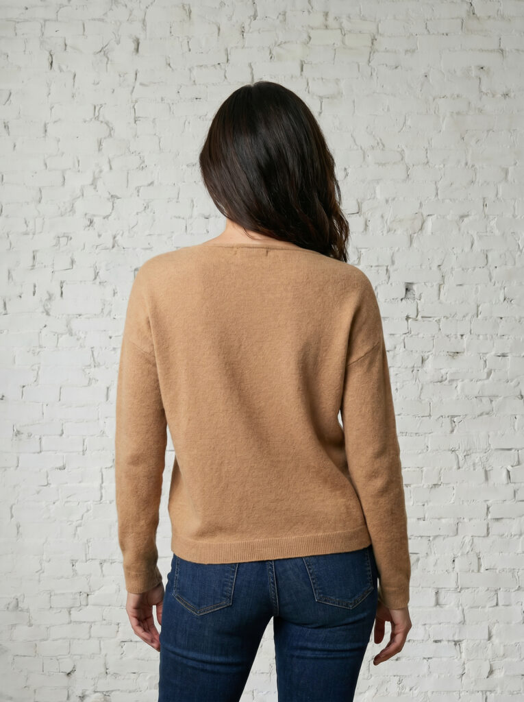 pull col bateau femme camel merinos cachemire lili