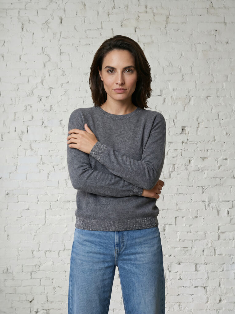 pull col bateau femme gris merinos cachemire lili