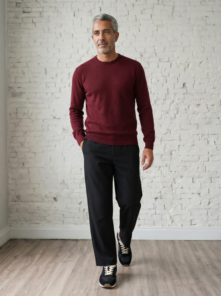 pull col rond homme bordeaux merinos cachemire marcel