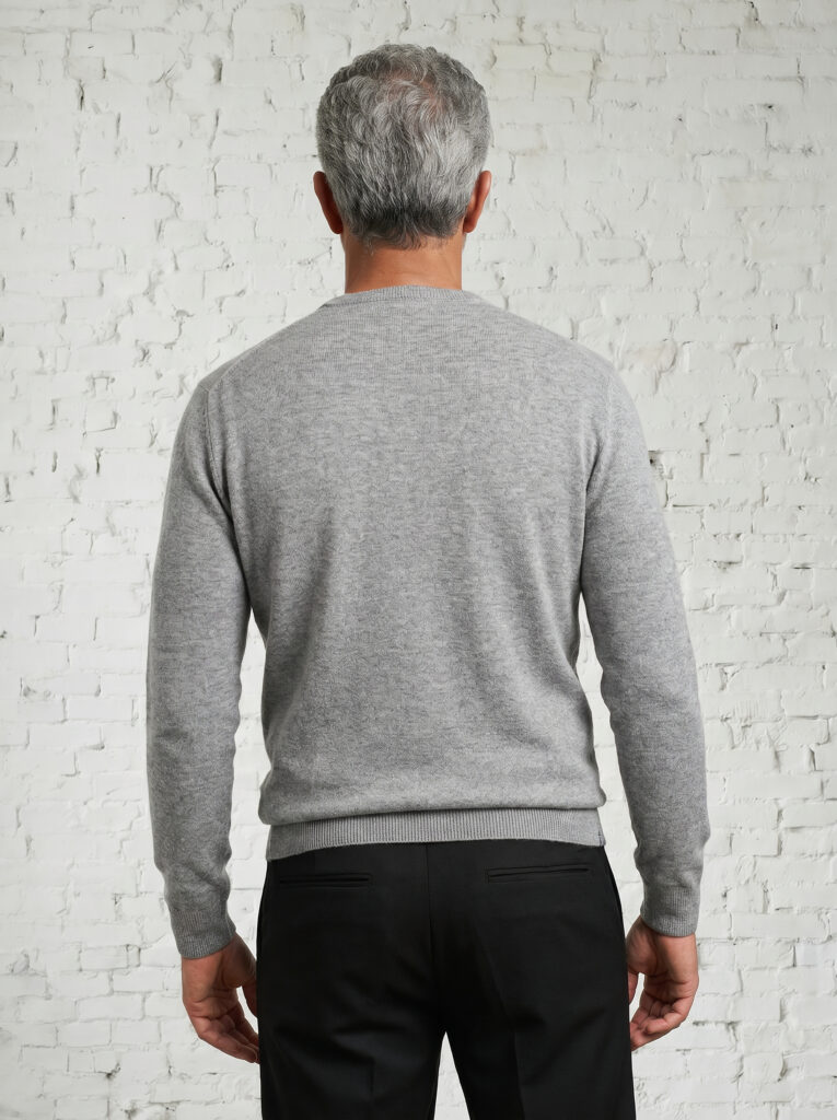 pull col rond homme gris chiné merinos cachemire marcel