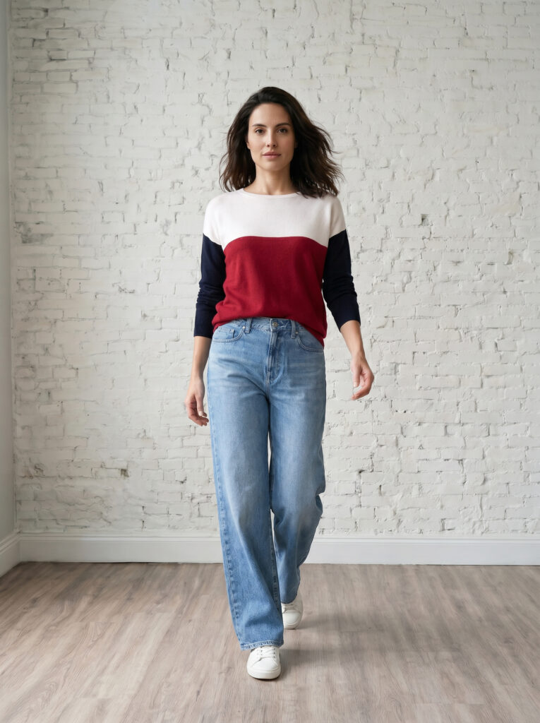 pull col bateau femme tricolore merinos cachemire marianne