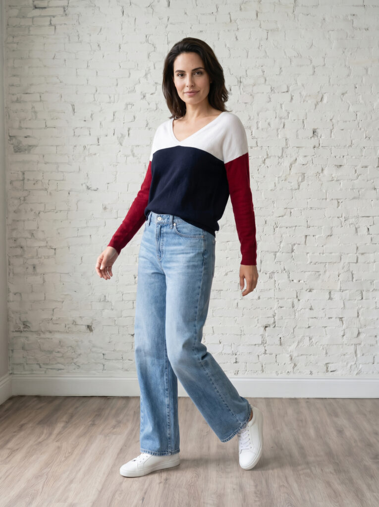 pull décolleté 2 en1 femme tricolore merinos cachemire marianne
