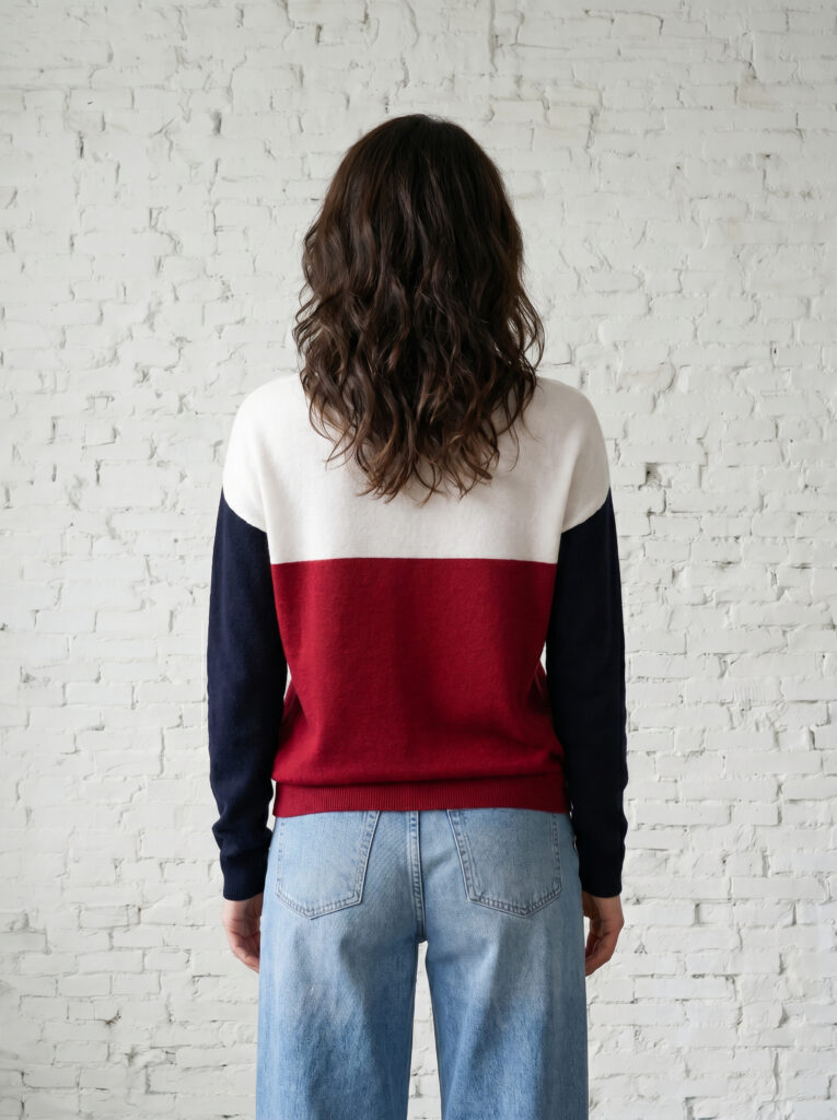 pull col bateau femme tricolore merinos cachemire marianne