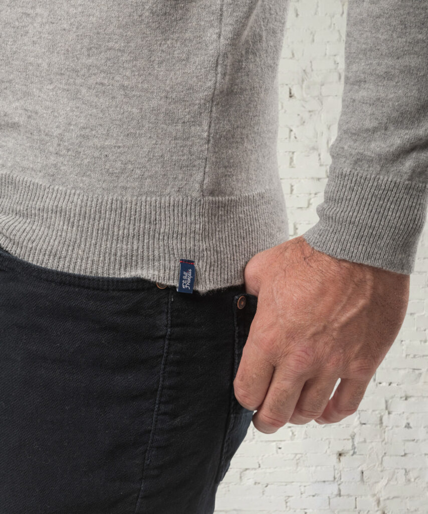 pull col rond homme gris chiné merinos cachemire marcel