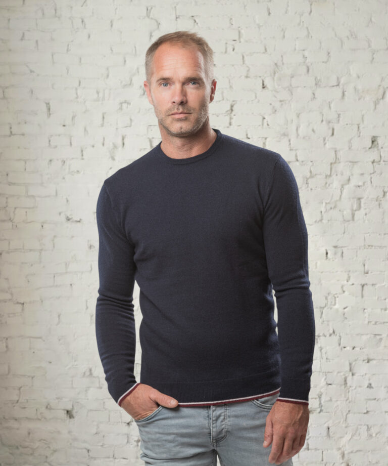 pull col rond homme marine merinos cachemire marcel