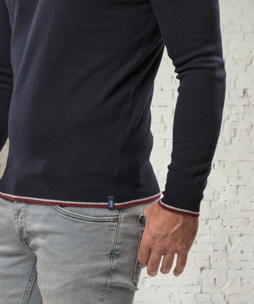 pull col rond homme marine merinos cachemire marcel