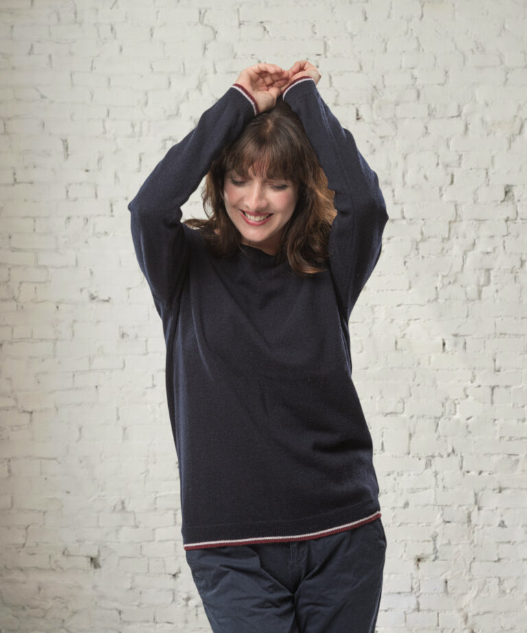 pull col bateau femme marine merinos cachemire lili