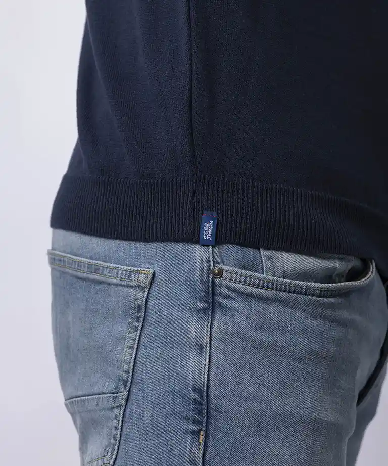pull col rond homme marine coton bio léon