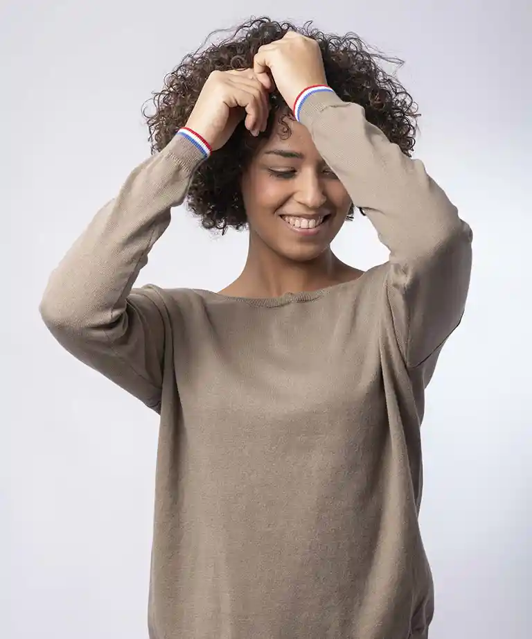 pull décolleté 2 en 1 femme taupe coton bio manon