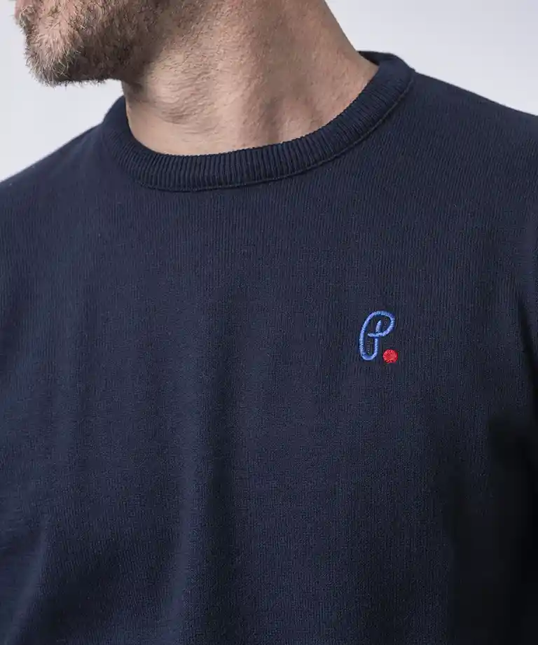 pull col rond homme marine coton bio camille