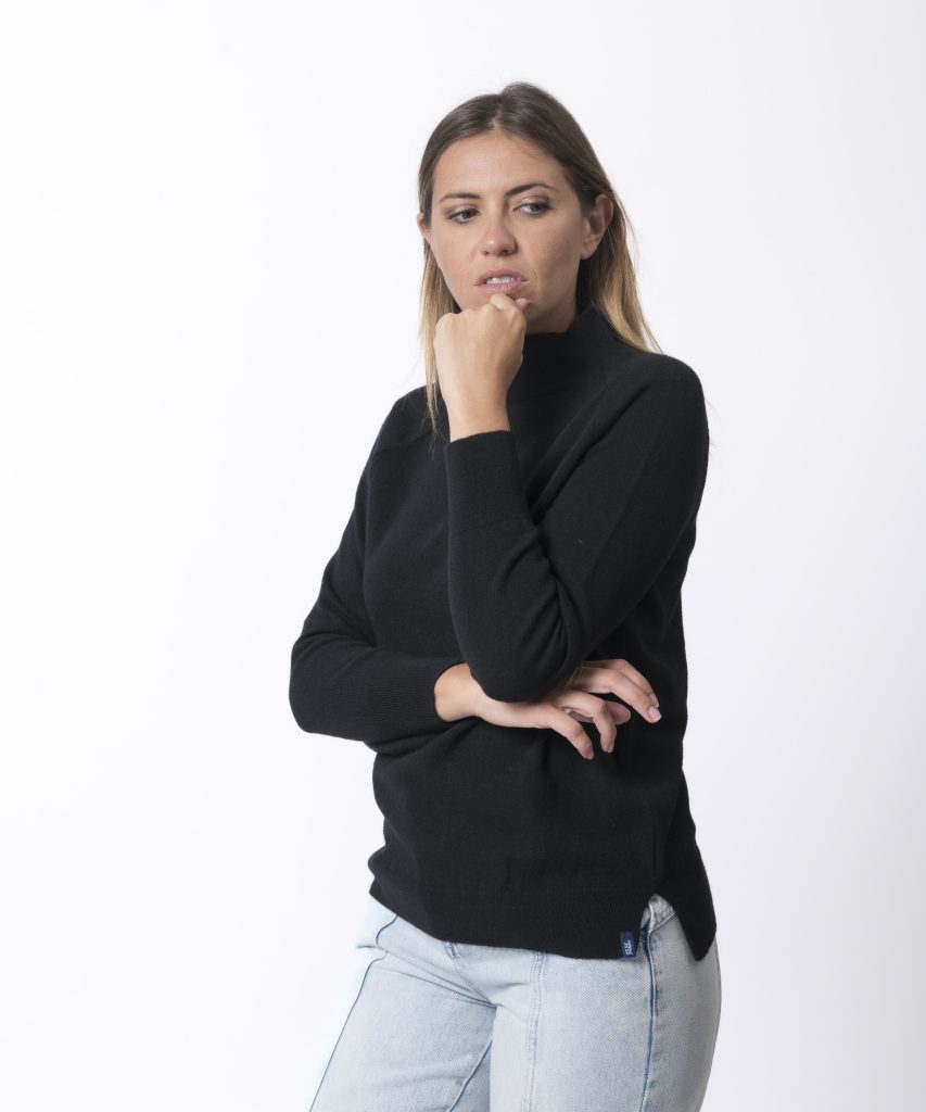 PULL COL MONTANT FEMME NOIR - BAPTISTINE