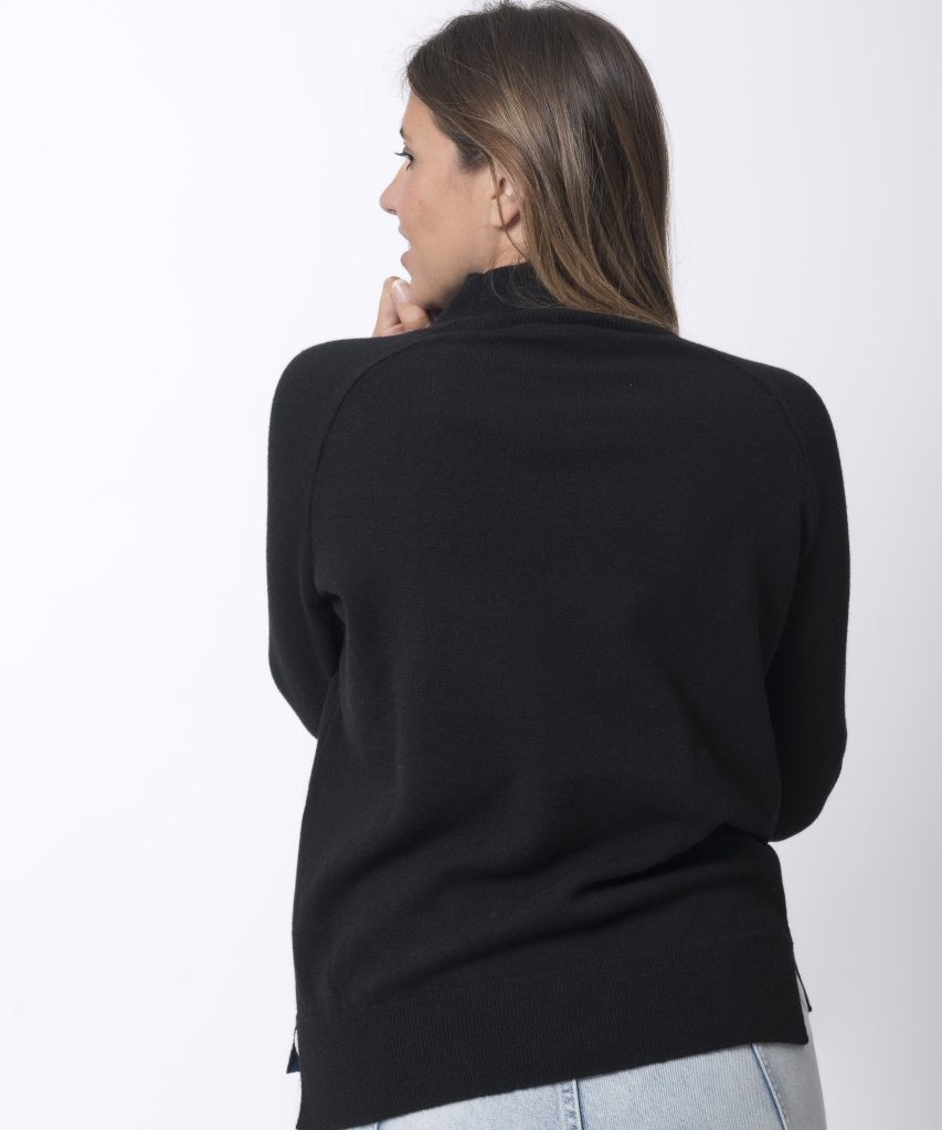 PULL COL MONTANT FEMME NOIR - BAPTISTINE
