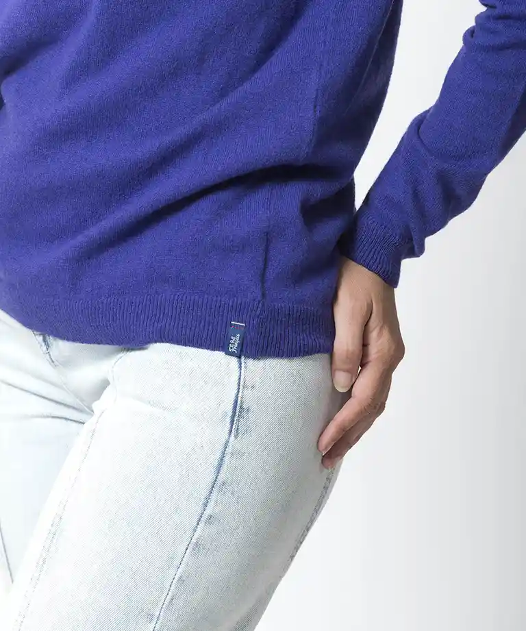 pull col bateau femme violet merinos cachemire lili