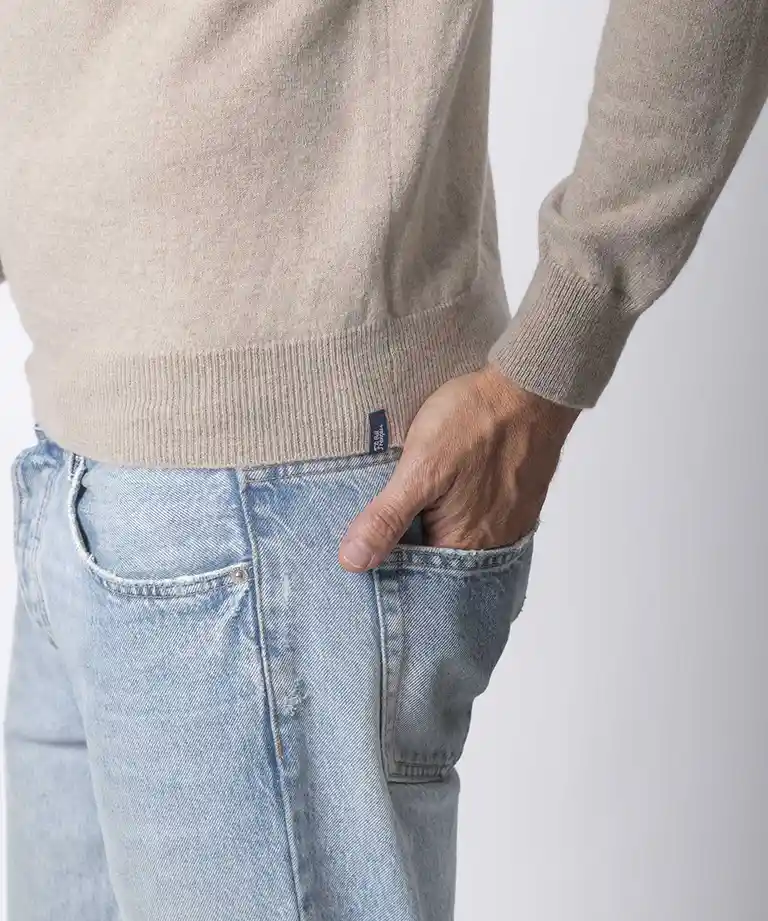 pull col roulé homme beige merinos cachemire ugolin