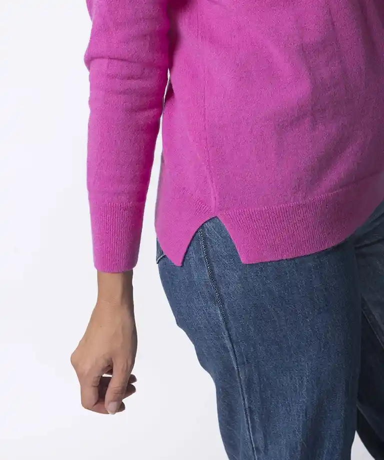 pull col montant femme rose merinos cachemire baptistine