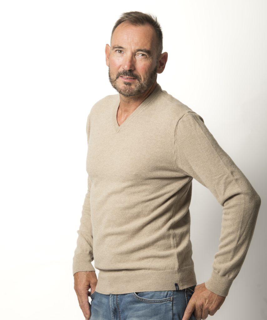 Pull Col V Homme Beige Mérinos-cachemire- César