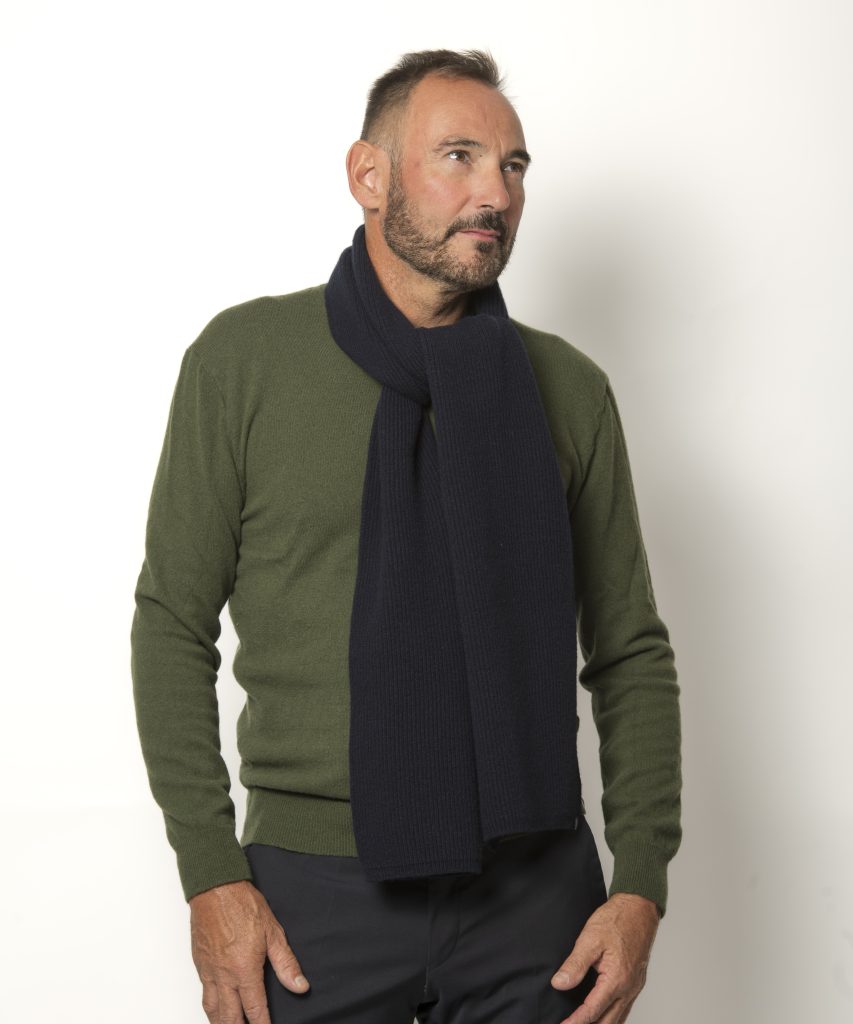 Pull Col V Homme Kaki Mérinos-cachemire- César