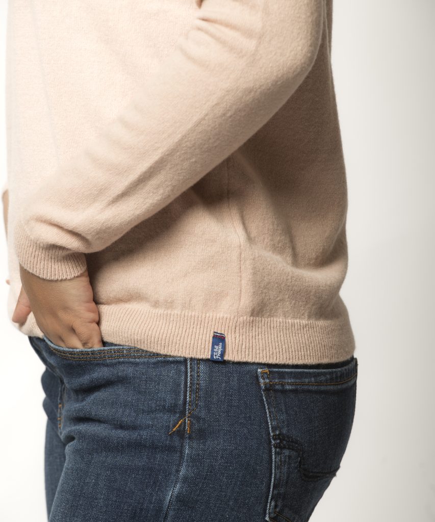 Pull Col Bateau Femme Rose Pale Mérinos-cachemire - Lili